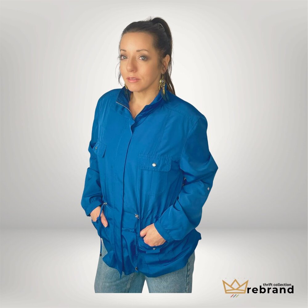 Vintage London Fog Tradition Blue Utility Jacket Size 16 Windbreaker